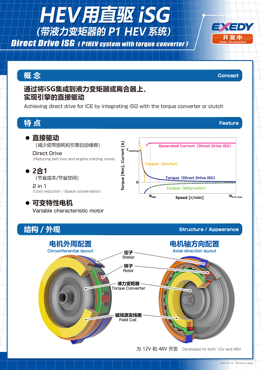 HEV用直驱iSG