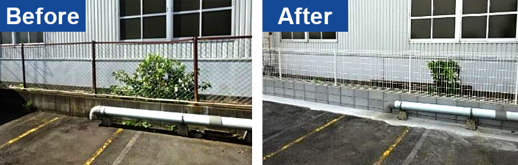 外周へブロック塀設置 Before